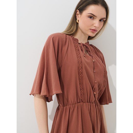 Mohito - Bawełniana sukienka mini - brązowy Mohito 36 Mohito