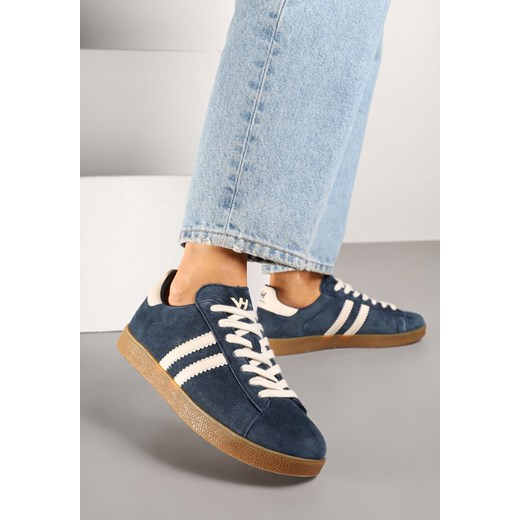 Granatowe Sneakersy Tenisówki Ozdobione Paskami Nilavara ze sklepu renee.pl w kategorii Buty sportowe damskie - zdjęcie 179819118