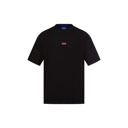 HUGO BLUE Koszulka męska - Nalono Mężczyźni Bawełna czarny jednolity ze sklepu vangraaf w kategorii T-shirty męskie - zdjęcie 179819175