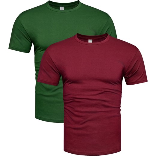2-pak koszulek bawełnianych premium bordowy i zielony Recea ze sklepu Recea.pl w kategorii T-shirty męskie - zdjęcie 179823496