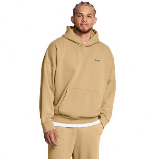 Męska bluza dresowa nierozpinana z kapturem Under Armour UA Icon Hwt Flc Wash Os Hood - brązowa ze sklepu Sportstylestory.com w kategorii Bluzy męskie - zdjęcie 179824209