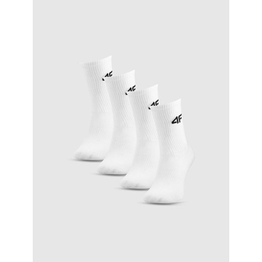 Chłopięce skarpetki za kostkę (4-pack) 4F 4FJWSS25USOCM433 - białe ze sklepu Sportstylestory.com w kategorii Skarpetki dziecięce - zdjęcie 179824437