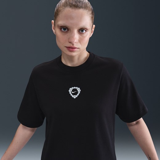 Bluzka damska Nike z krótkimi rękawami bawełniana z okrągłym dekoltem