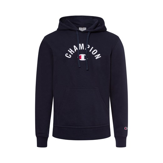 Champion Męski sweter z kapturem Mężczyźni Bawełna granatowy jednolity ze sklepu vangraaf w kategorii Bluzy męskie - zdjęcie 179827946