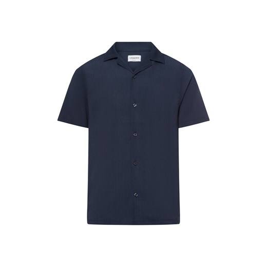 Lindbergh Męska koszula casual Mężczyźni Comfort Fit Sztuczne włókno granatowy jednolity ze sklepu vangraaf w kategorii Koszule męskie - zdjęcie 179827975