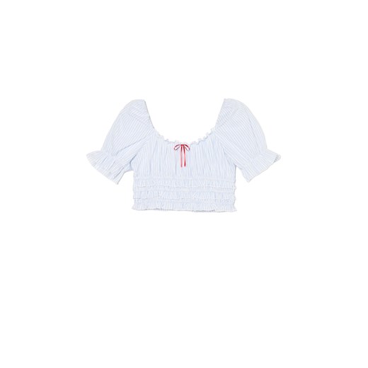Cropp - Crop top w retro stylu - błękitny ze sklepu Cropp w kategorii Bluzki damskie - zdjęcie 179828168