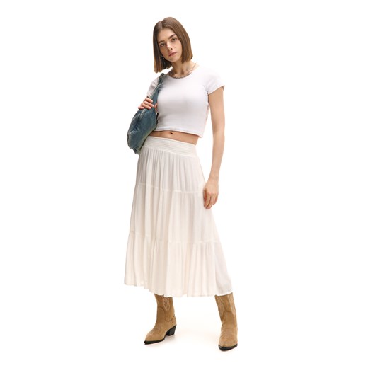 Cropp - Biała spódnica maxi z wiskozy - biały Cropp M Cropp