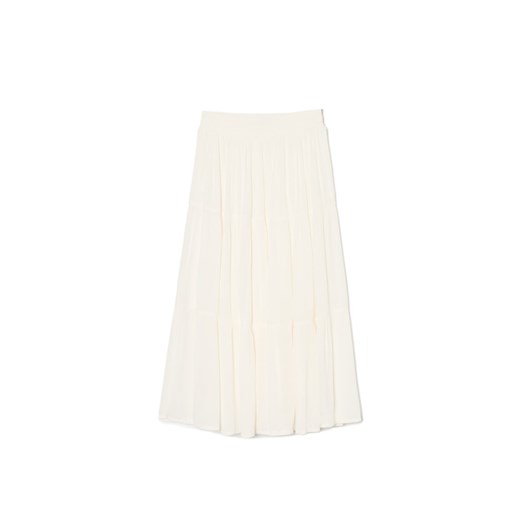 Cropp - Biała spódnica maxi z wiskozy - biały Cropp XL Cropp