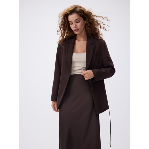 Reserved - Satynowa spódnica midi - ciemnobrązowy Reserved M Reserved