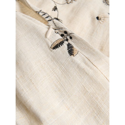 Reserved - Spódnica midi z dodatkiem lnu - beżowy Reserved S Reserved