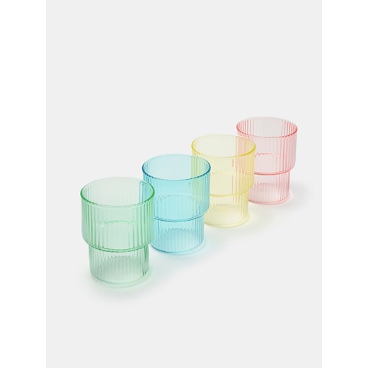 Sinsay - Ryflowane kolorowe szklanki 4 pack - wielobarwny Sinsay One Size Sinsay