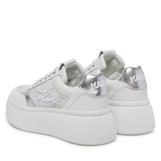 Buty sportowe damskie białe Karl Lagerfeld sneakersy wiązane wiosenne na platformie 