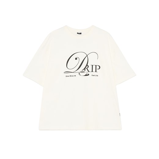 Cropp - Kremowa koszulka z kawowym motywem - kremowy ze sklepu Cropp w kategorii T-shirty męskie - zdjęcie 179837015