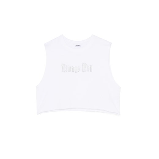 Cropp - Biały T-shirt z ozdobnym napisem - biały ze sklepu Cropp w kategorii Bluzki damskie - zdjęcie 179837026