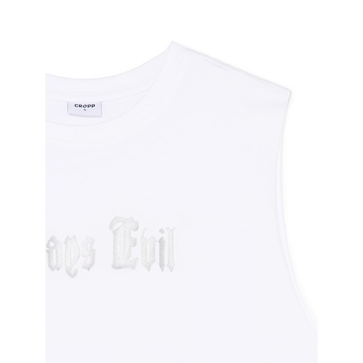 Cropp - Biały T-shirt z ozdobnym napisem - biały Cropp S Cropp
