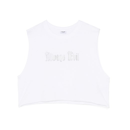 Cropp - Biały T-shirt z ozdobnym napisem - biały Cropp L Cropp