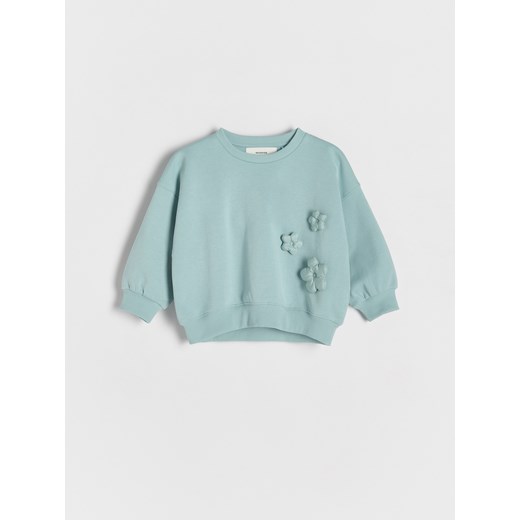 Reserved - Bawełniana bluza z aplikacjami - jasnoniebieski ze sklepu Reserved w kategorii Bluzy dziewczęce - zdjęcie 179837179
