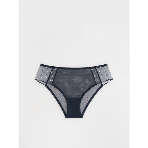 Reserved - Majtki typu szorty z haftem - granatowy Reserved M Reserved