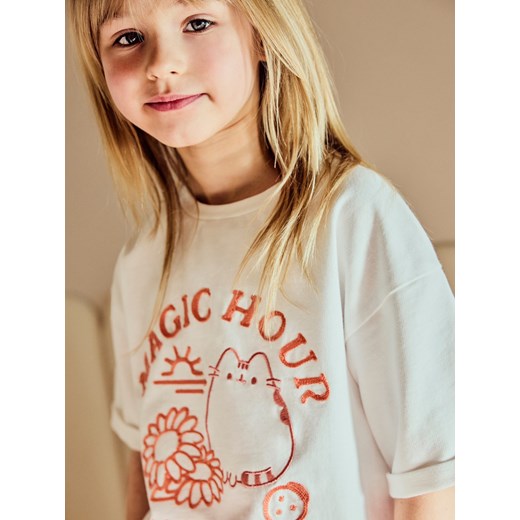 Reserved - T-shirt Pusheen - złamana biel ze sklepu Reserved w kategorii Bluzki dziewczęce - zdjęcie 179837375