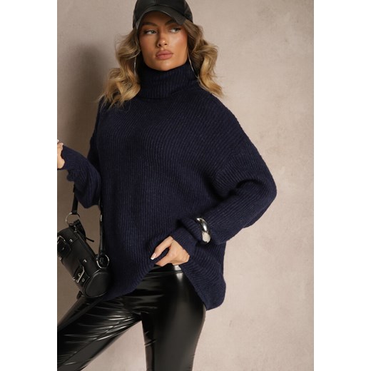 Granatowy Golf Oversize Malia ze sklepu renee.pl w kategorii Swetry damskie - zdjęcie 179838128