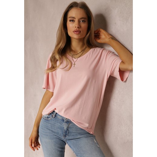Jasnoróżowy T-shirt Nikoneus ze sklepu renee.pl w kategorii Bluzki damskie - zdjęcie 179838229