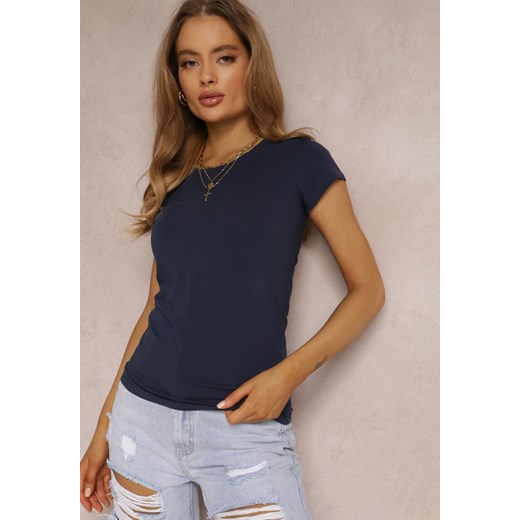 Granatowy T-shirt Ariema ze sklepu renee.pl w kategorii Bluzki damskie - zdjęcie 179838259