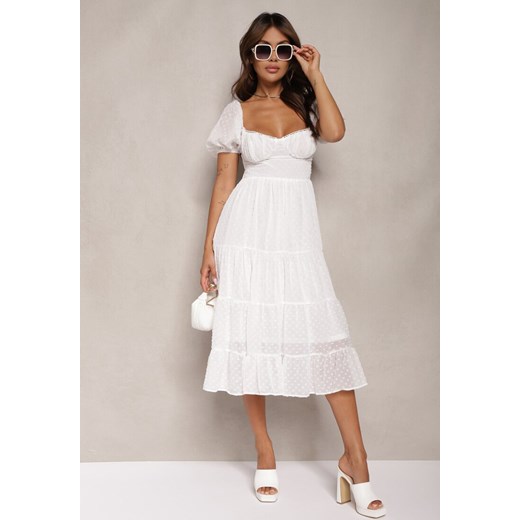 Biała Sukienka z Odkrytymi Plecami Nephia ze sklepu renee.pl w kategorii Sukienki - zdjęcie 179839628