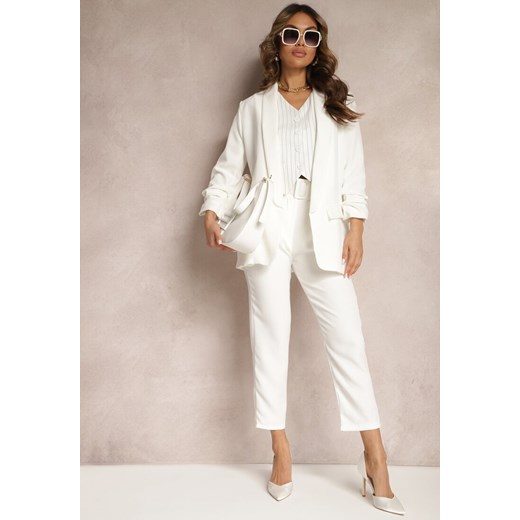Białe Spodnie z Paskiem Eudea ze sklepu renee.pl w kategorii Spodnie damskie - zdjęcie 179843897