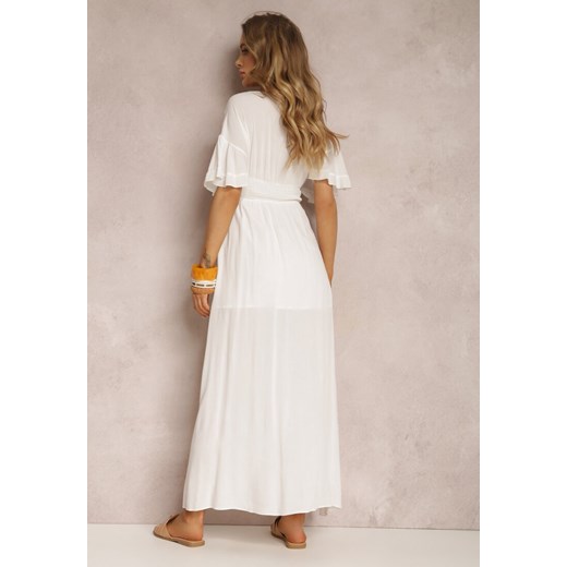 Biała Sukienka z Wiskozy Phaeniore Renee M wyprzedaż renee.pl