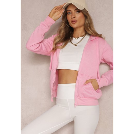 Różowa Bluza z Kapturem Zapinana na Suwak Edan ze sklepu renee.pl w kategorii Bluzy damskie - zdjęcie 179846539