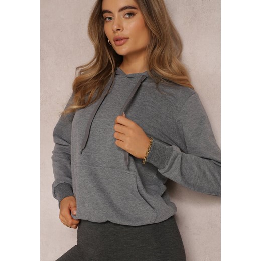 Ciemnoszara Bluza z Kapturem Lemine ze sklepu renee.pl w kategorii Bluzy damskie - zdjęcie 179846679