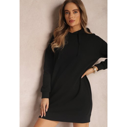 Czarna Bluza Długa z Kapturem Posetrius ze sklepu renee.pl w kategorii Bluzy damskie - zdjęcie 179847235