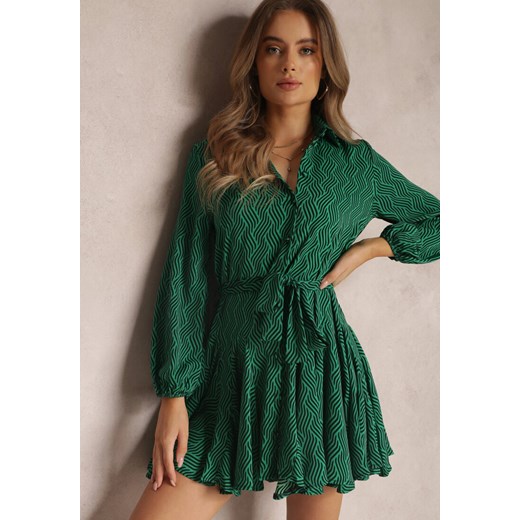Zielona Sukienka Koszulowa Lelli Renee M okazja renee.pl