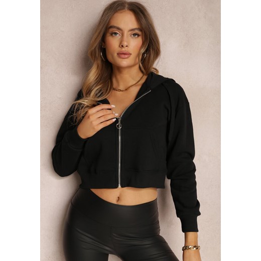 Czarna Bluza Zasuwana z Kapturem Bikatu ze sklepu renee.pl w kategorii Bluzy damskie - zdjęcie 179848176