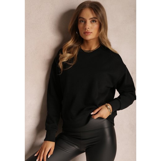 Czarna Bluza z Polarową Podszewką Heseh ze sklepu renee.pl w kategorii Bluzy damskie - zdjęcie 179848196