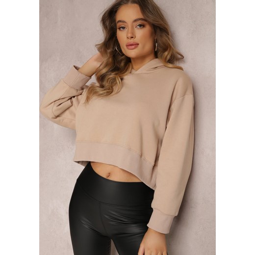 Beżowa Bluza Oversize z Kapturem Sirel ze sklepu renee.pl w kategorii Bluzy damskie - zdjęcie 179848238