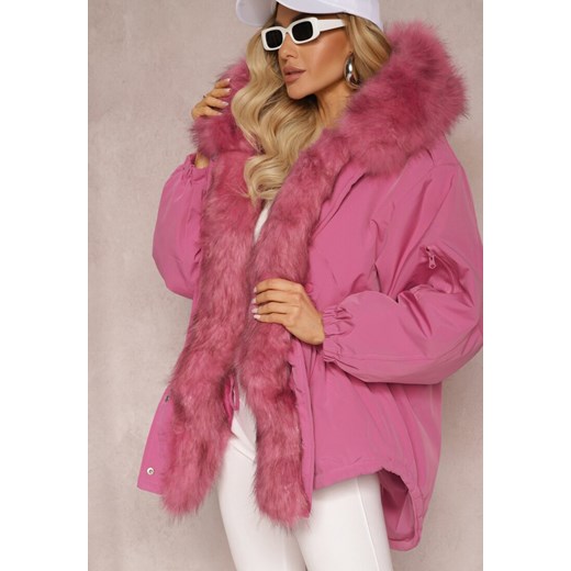 Różowa Kurtka Parka Oversize z Futerkiem Horelle ze sklepu renee.pl w kategorii Parki damskie - zdjęcie 179848308