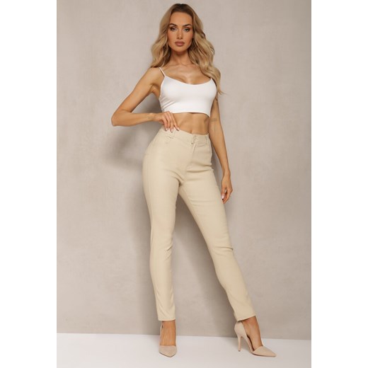Jasnobeżowe Spodnie Skinny Push Up Zilli ze sklepu renee.pl w kategorii Spodnie damskie - zdjęcie 179848875