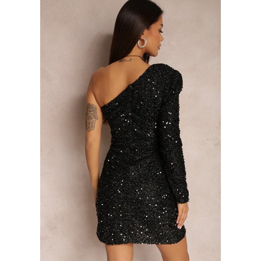 Czarna Sukienka Asymetryczna Cekinowa Ecie Renee L renee.pl wyprzedaż