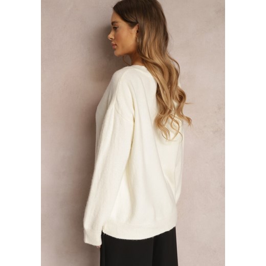 Biały Sweter z Wiskozy Oversize Conime Renee ONE SIZE wyprzedaż renee.pl