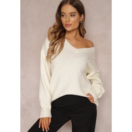 Biały Sweter z Wiskozy Oversize Conime Renee ONE SIZE renee.pl promocja