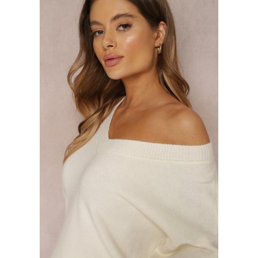 Biały Sweter z Wiskozy Oversize Conime Renee ONE SIZE wyprzedaż renee.pl