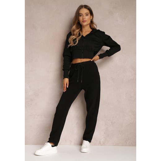 Czarne Spodnie Dresowe z Gumką w Pasie Imith ze sklepu renee.pl w kategorii Spodnie damskie - zdjęcie 179851947