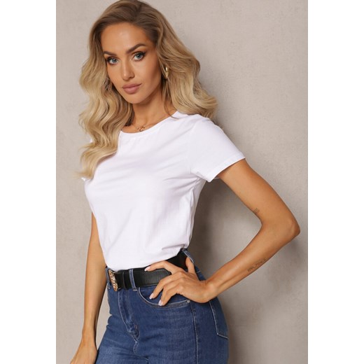 Biały T-shirt z Linii Basic Apoxis ze sklepu renee.pl w kategorii Bluzki damskie - zdjęcie 179854365