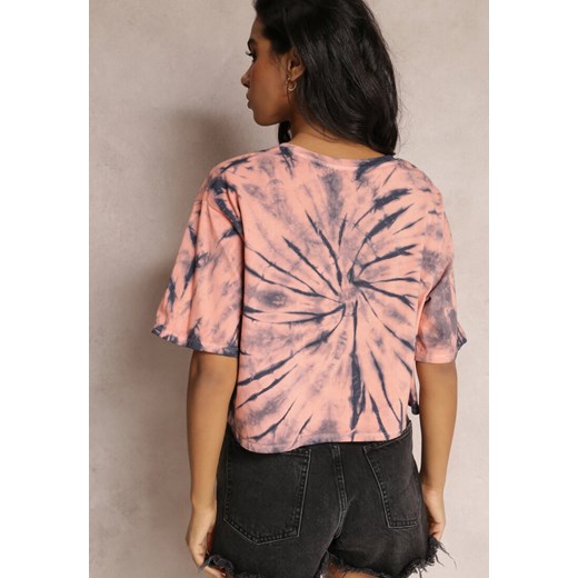 Różowy Krótki T-shirt z Printem Tie-Dye Lanay Renee 2XL renee.pl promocja