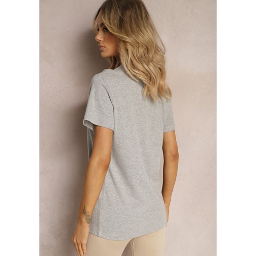 Szara Casualowa Koszulka T-shirt z Bawełny Gittaria Renee 2XL promocyjna cena renee.pl