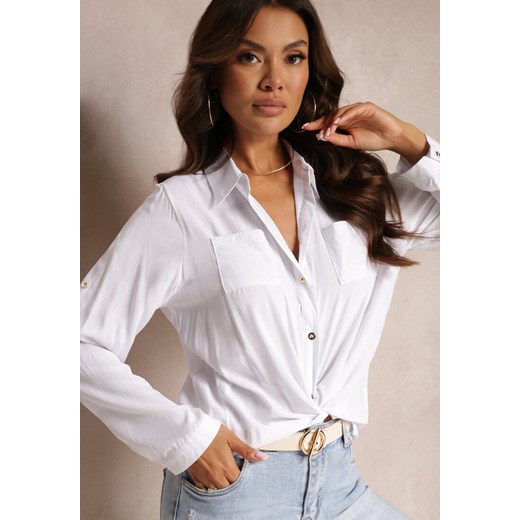 Koszula damska Renee biała z kołnierzykiem z wiskozy 