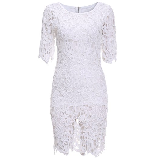 Lace Embroidered Hollow Bodycon Dress romwe szary sukienki koronkowe