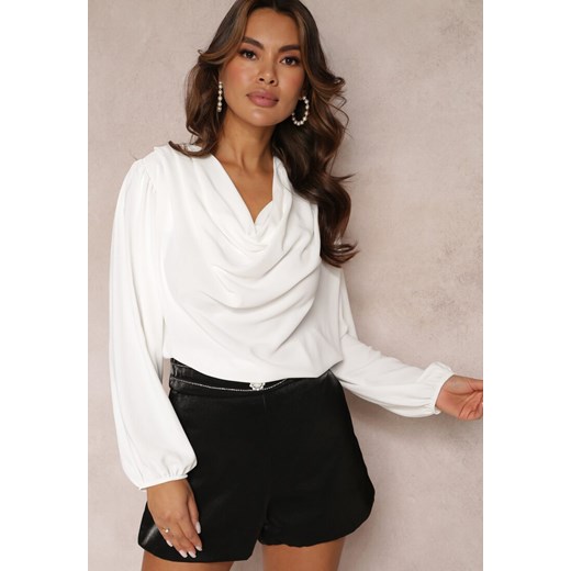 Biała Elegancka Bluzka z Marszczeniem i Zakładką Blusai Renee ONE SIZE okazja renee.pl
