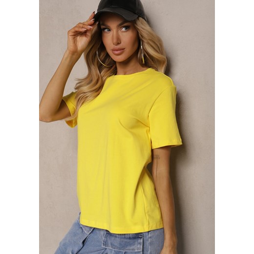 Żółty T-shirt z Krótkim Rękawem i Okrągłym Dekoltem Volksa Renee S okazyjna cena renee.pl